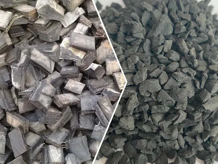 shred tyres into blocks