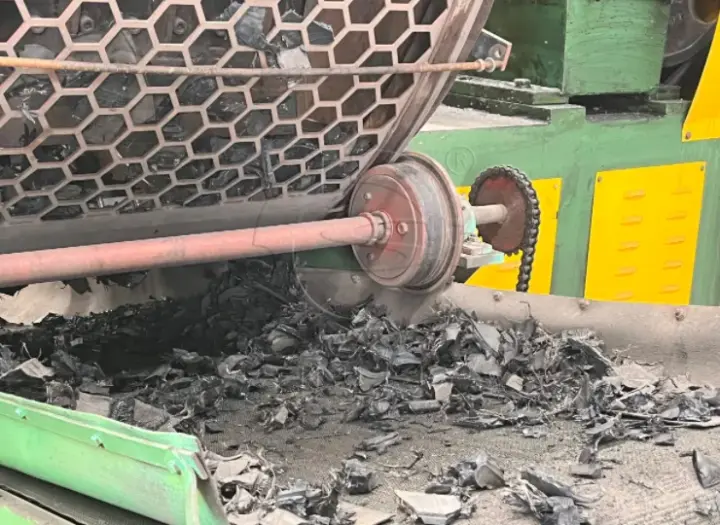 tire blocks obtained from testing the shredder in the factory
