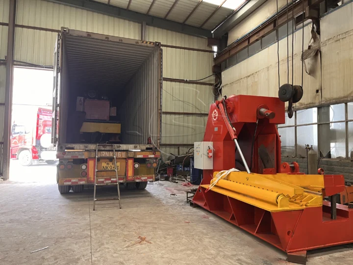 OTR tire cutter ready for shipment to Indonesia waste rubber recycling plant