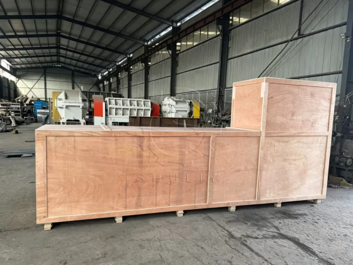 Packed tire debeader ready for container loading and delivery