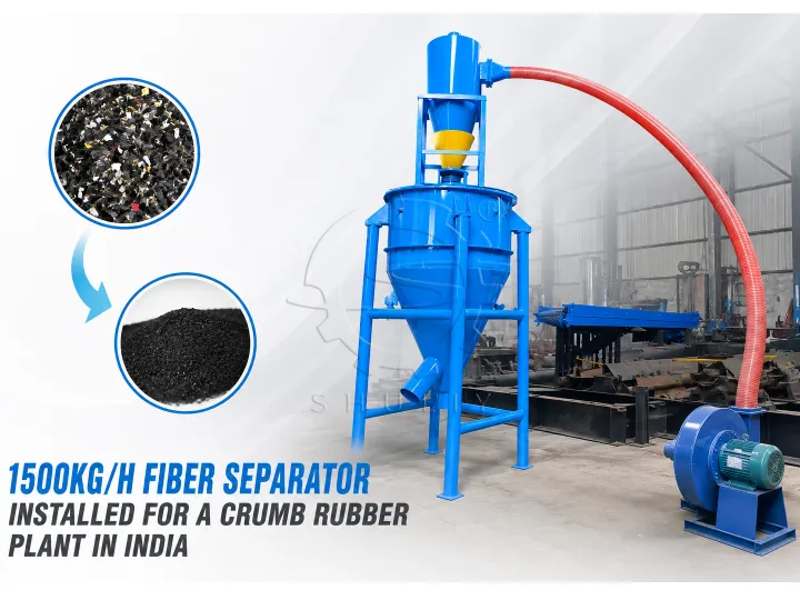 Fiber separator installed for a crumb rubber plant in India